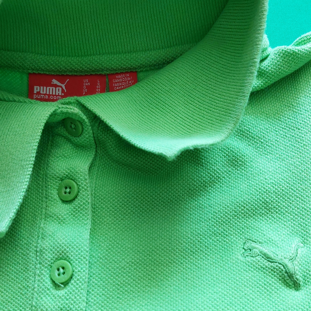 Puma Green Polo Shirt Vibrant Pique Knit